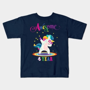 4th Birthday Unicorn Kids T-Shirt